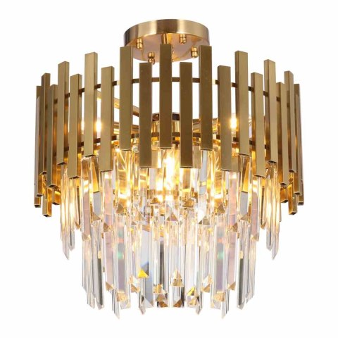 Lampa sufitowa ASPEN GOLD 9xE14 kryształowa złota w stylu glamour - Milagro