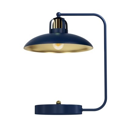 Lampka biurkowa FELIX NAVY BLUE/GOLD granatowo-złota w stylu loft - Milagro