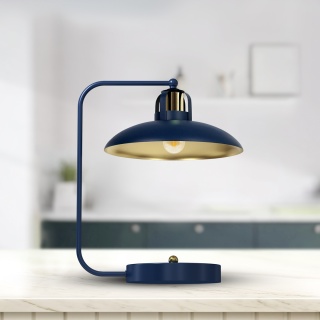 Lampka biurkowa FELIX NAVY BLUE/GOLD granatowo-złota w stylu loft - Milagro
