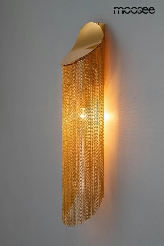 Kinkiet LAMBADA złoty lampa ścienna ze złotą kurtyną z łańcuszków - Moosee