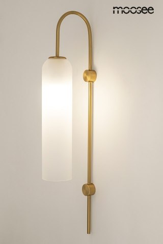 Kinkiet SLACK złoty / biały klosz elegancki smukły - Moosee