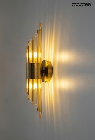 Kinkiet AMADEO złoty kryształowy dekoracyjny do salonu - Moosee