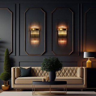 Kinkiet FLORENS L złoty kryształowy glamour do salonu sypialni - Moosee