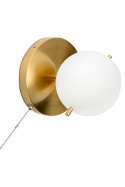 Kinkiet ORO złoty  odcień mosiądzu lampa ścienna z włącznikiem szklany klosz - King Home - z bliska