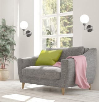 Kinkiet LOGOS srebrny satyna / biały klosz - Candellux Lighting