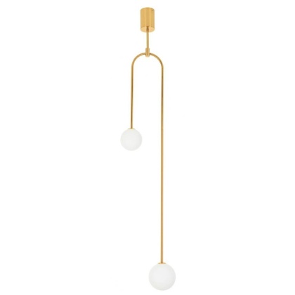 Lampa wisząca LOW złota / białe klosze podwójna asymetryczna - Moosee