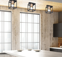 Plafon sufitowy RETRO 1 czarny metal drewno w stylu loft - Candellux Lighting