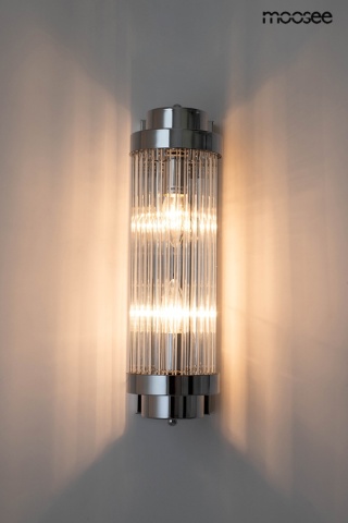 Podłużny kinkiet COLUMN 40 srebrny / szklane rurki - Moosee