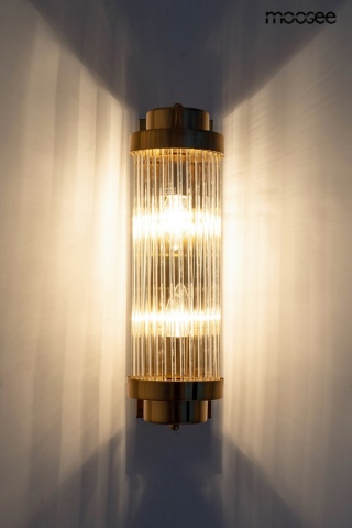 Podłużny kinkiet COLUMN 40 złoty / szklane rurki - Moosee