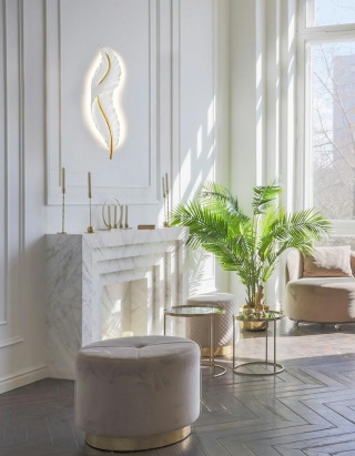 Kinkiet IKAR 60 biały / złoty w kształcie piórka LED - Moosee