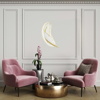 Kinkiet PIÓRKO LED biały / złoty elegancki dekoracyjny - Moosee