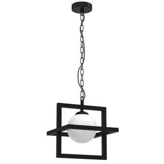 Lampa wisząca DIEGO 1 czarno-biała metal / szkło - Milagro