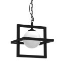 Lampa wisząca DIEGO 1 czarno-biała metal / szkło - Milagro