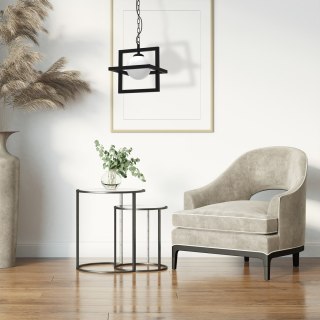 Lampa wisząca DIEGO 1 czarno-biała metal / szkło - Milagro