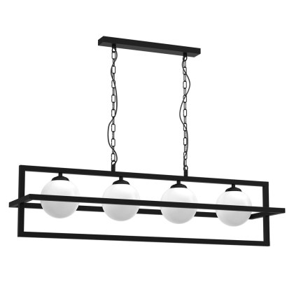 Lampa wisząca DIEGO 4 czarno-biała metal / szkło - Milagro