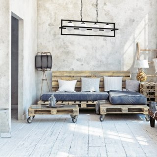 Lampa wisząca DIEGO 4 czarno-biała metal / szkło - Milagro