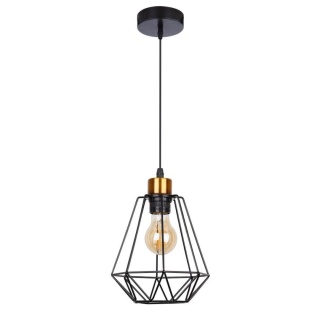 Lampa wisząca PRIMO 1 czarna / złota loft druciany klosz - Candellux Lighting