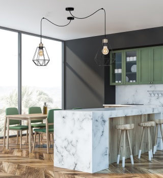 Lampa wisząca PRIMO 1 podwieszana czarna / patyna loft druciany klosz - Candellux Lighting