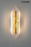 Kinkiet FROST złoty nowoczesna lampa ścienna transarentny klosz - Moosee - świeci się