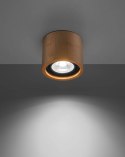 Plafon BASIC 1 naturalne drewno lampa natynkowa tuba sufitowa pojedyncza - Sollux Lighting wlaczona