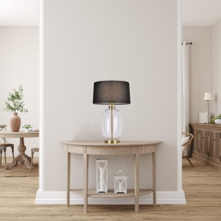 Lampa stołowa AMUR złota transparentna szklana podstawa ciemny abażur - Light Prestige