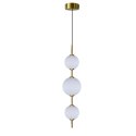 Lampa wisząca DORADO 3 złota pionowa zwis z trzema białymi szklanymi kloszami - Light Prestige