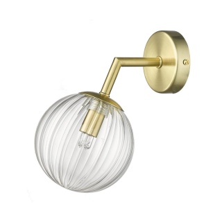 Kinkiet ARETTE złoty pojedynczy szklany ozdobny transparentny klosz - Light Prestige