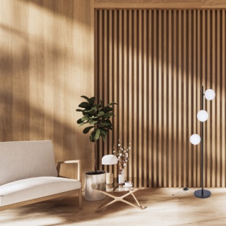 Lampa podłogowa KAMA czarna z białymi kloszami kulami - Candellux Lighting