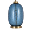 Lampa stołowa AMUR niebieska złote dodatki jasny abażur - Light Prestige detale podstawa