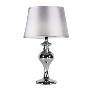 Lampa stołowa PRIMA stelaż chrom abażur srebrny gabinetowa nocna - Candellux Lighting