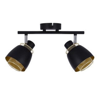 Lampa sufitowa ALEKSANDRIA czarno-złota listwa z 2 kloszami plafon loft - Candellux Lighting