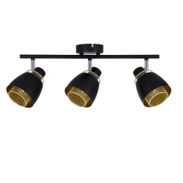 Lampa sufitowa ALEKSANDRIA czarno-złota listwa z 3 kloszami plafon industrial - Candellux Lighting