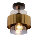 Lampa sufitowa SPIEGA czarna / mosiądz nowoczesna szklany klosz loft - Candellux Lighting - zapalona