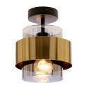 Lampa sufitowa SPIEGA czarna / mosiądz nowoczesna szklany klosz loft - Candellux Lighting - wlaczona