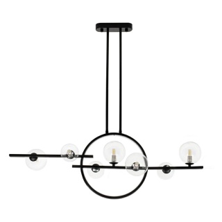 Lampa wisząca ALURE LINE TWIN 90 czarna elegancka klosze transparentne kule - Moosee