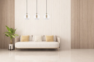 Lampa wisząca ARETTE 3 złota potrójna na podłużnej listwie trzy klosze - Light Prestige