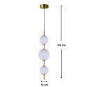 Lampa wisząca DORADO 3 złota pionowa zwis z trzema białymi szklanymi kloszami - Light Prestige wymiary