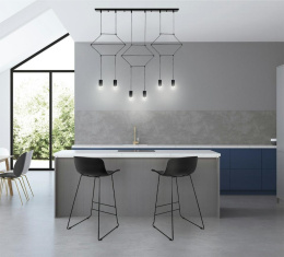 Lampa wisząca FLUSSO LINE 6 czarna minimalistyczna industrialna - King Home we wnetrzu
