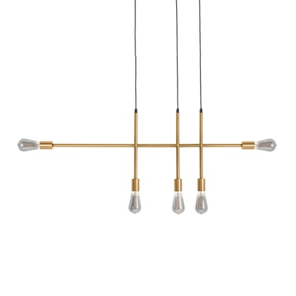 Lampa wisząca RIVA 5 złota prosta forma industrialna rurka - Moosee