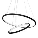 Lampa wisząca ROTONDA BLACK 51W LED czarna podwójna skośne obręcze ringi - Milagro