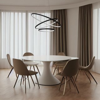 Lampa wisząca ROTONDA BLACK 93W LED czarna trzy obręcze nowoczesne ringi - Milagro