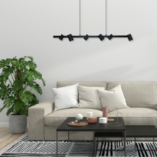 Lampa wisząca SNOW 6 czarna linia wisząca z tubkami reflektorami - Light Prestige