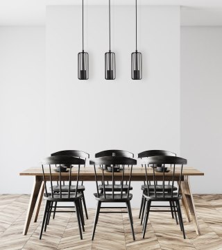 Lampa wisząca SINTRA 3 czarna potrójna na listwie druciane klosze - Light Prestige