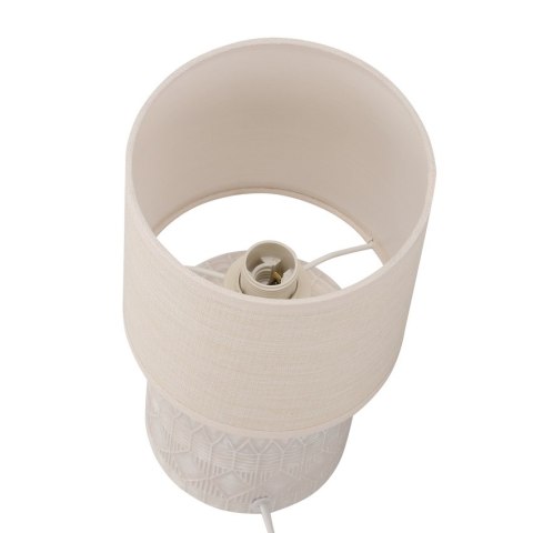 Lampa stołowa DINA beżowa ceramiczna  z abażurem z tkaniny - Candellux Lighting - widok od góry na abażur i gwint