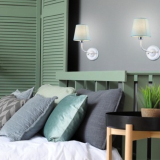 Kinkiet YORK biało-niebieski metal / abażur klasyczny skandynawski - Ledea