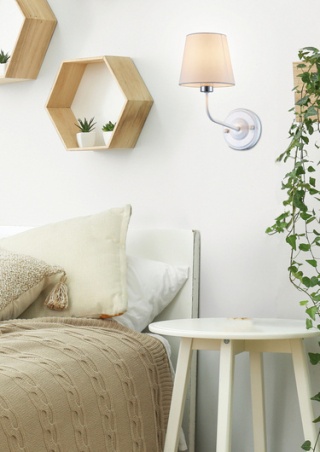 Kinkiet YORK biały metal / abażur klasyczny skandynawski - Ledea