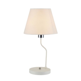 Lampa biurkowa YORK biała stołowa metal klosz tkanina - Ledea