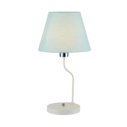 Lampa biurkowa YORK biało-niebieska stołowa metal klosz tkanina - Ledea