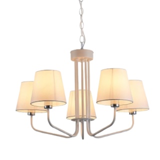 Lampa wisząca YORK biała żyrandol z 5 kloszami abażurami styl klasyczny skandynawski - Ledea
