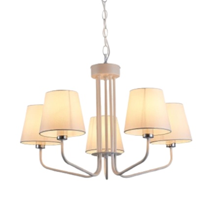 Lampa wisząca YORK biała żyrandol z 5 kloszami abażurami styl klasyczny skandynawski - Ledea